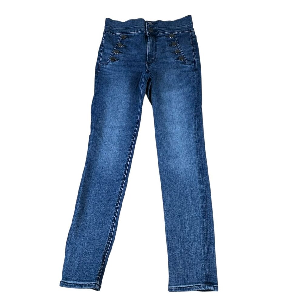 Express Jean Ankle Leggings Stretch Super High Rise Women's Sz 4R Double Button